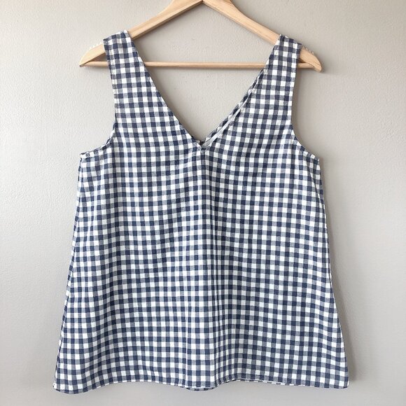 Theory blue checkered gingham blouse small - Picture 11 of 16
